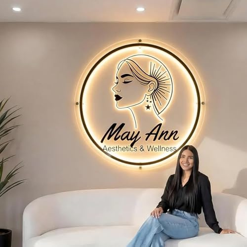 Custom 3D Backlit Business Sign - Personalized Illuminated Logo Signs with Floating Metal Design - Dimmable Shop Signage Customizable for Business Storefront Beauty Salon Studios and Cafe Restaurant