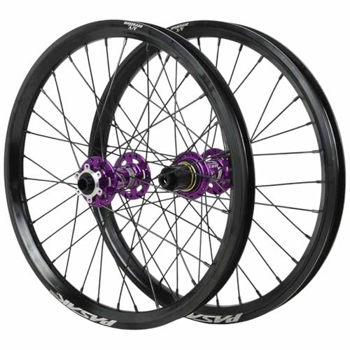 20 Tums Hopfällbar Cykelhjulsats Thru Axle Framhjul 100/110×15mm Bakhjul 142/148×12mm Aluminiumlegering Cykelfälgar Fram 2 Bak 4 Lager Nav, HG 7-12 Speed(Purple,F110 R148)