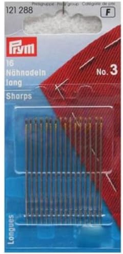 Prym 121288 Nähnadeln lang ST 3 0,90 x 44 mm silberfarbig, Silber