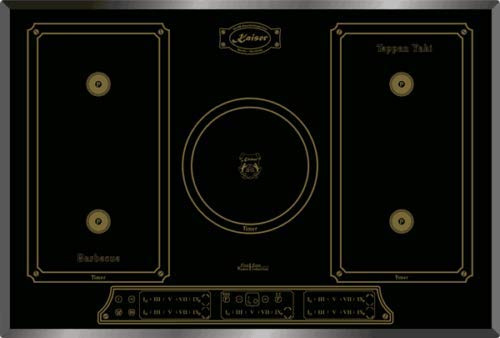 Kaiser Empire Induktionskochfeld 77 cm KCT 7797 FI Em Einbauherd 5 QuickHeat Zonen, FREE-Zone Flexzonen, Power Booster 4,3 kW, Teppan Yaki & Grill Funktion, Retro Elfenbein Glaskeramik, Touch Control
