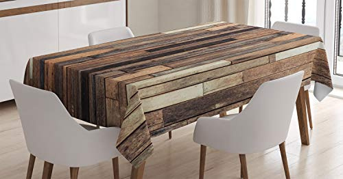 ABAKUHAUS Rustik Tischdecke, Old Boden Rustikaler Stil, Schmutzabweisend Pflegeleicht Waschbar Druck Mit Klaren Farben ohne Verblassen, 140 x 240 cm, Braun