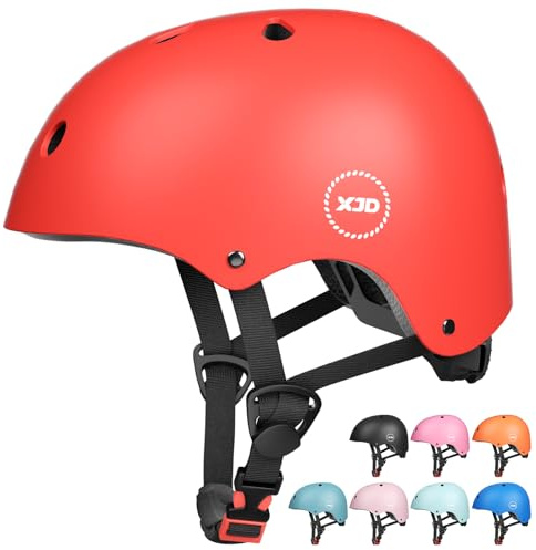XJD Casque de Vélo Enfant Filles Garçons 3-13 Ans Casque Enfant Roller CE en Certification Protection pour Cyclisme Skate Trottinette Skateboard(Rouge