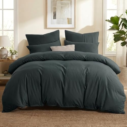 Aisbo Bettwäsche 200x220 3teilig Grau - Mikrofaser Bettwäsche-Sets Anthrazit mit Reißverschluss, ÖKO-TEX Bettbezug 220x200 cm 3tlg mit Kissenbezug 80x80 cm, Weich und Bügelfrei