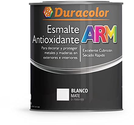 Esmalte Antioxidante ARM - Color Blanco Mate - 750 ml - Superficie Exterior e Interior - Acabado Mate y de Rápido Secado - Excelente Dureza y Resistencia - Duracolor