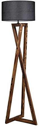 wonderlamp W-D000016 Lámpara de Pie para Salón - Nacor, Estilo Nórdico con Interruptor On/Off, Madera, Negro, Bombilla E27