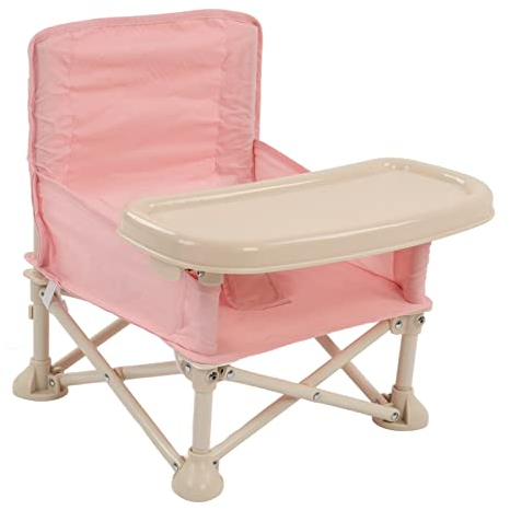 Luqeeg Travel Booster Seat, Tragbar Baby Sitz Booster Hochstuhl, Zusammenklappbar Booster Fütterungsstuhl mit abnehmbarem Tablett in Übergröße und Sicherheitsgurt für Esstisch Camping Strand,(#3)