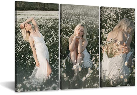 CCWACPP Custom Canvas Prints with Your Photos 3 Panels Personalized Picture Wall Art Customized Gifts for Friends Wedding Family Framed Ready to Hang (3 Photo 3 Panel, 8x16x3P(20x40cmx3P))