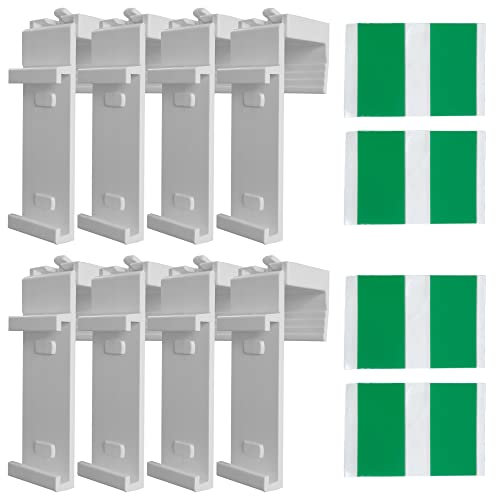 Estika Klemmfix Halterung für Rollo, Doppelrollo, Thermorollo, Verdunkelungsrollo - 8 Stück - Weiß - inkl. Klebepads