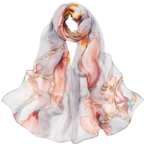 XIUH Hochwertiges Baumwoll-Halstuch Halstuch Seidentuch Seidenschal Damengeschenk, lässig bedruckter Seidenschal Loop weicher Schlauchschal für Frühjahr Halstücher Damen Dreiecksschal elegant