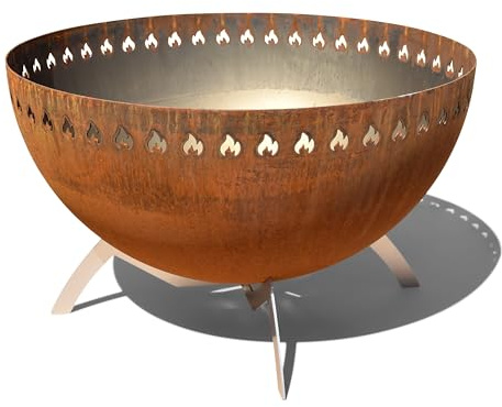 Grillrost.com Das Original Bol de feu Aspect Acier corten - pivotant & avec aération