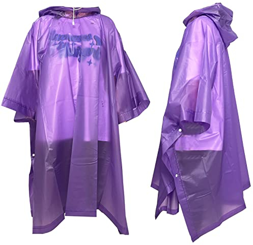 Fayemint 2 Stück Regenponcho Lila, Regencape Unisex, Regenschutz Regen Poncho, Atmungsaktiver tragbarer Poncho, für Wandern, Radfahren, Angeln, Camping (Lila)