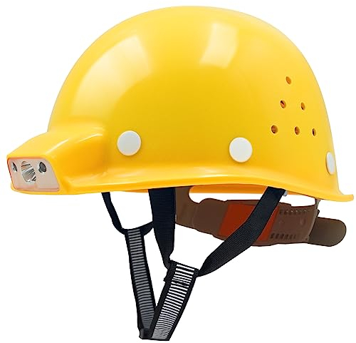 Bauhelm EN397, Mustbau Gelb Sicherheitsheilm, Arbeitshelm Schutzhelm für 53-65 cm Kopfumfang verstellbar, Sicherheitshelm mit Schweißband für BAU&Industrie