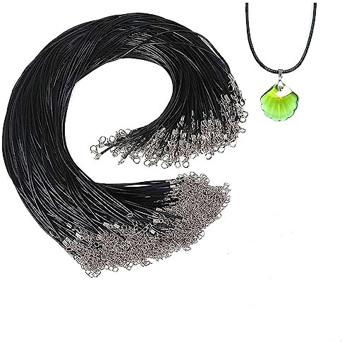 50 Pezzi 2mm Cordino Cerato， Cordino Collana, Corda Nero per Fai da Te Creazione di Collane Braccialetti Perline，per Collane Catene di Collana Intrecciate con Catenacci