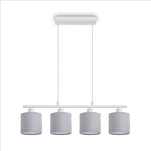 Paco Home Hängelampe 4-Flammig Innen Deckenlampe LED Lampe Lampenschirm Metall Pendellampe Wohnzimmer Esszimmerlampe Modernes Design Uni Schirm E14