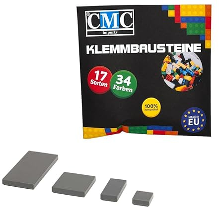CMC imports 1000 Klemmbausteine Fliesen Tiles Bausteine 1x1 1x2 2x2 2x4 Noppen Kompatibel DREI vers. Grautöne zur Wahl (Dunkel Grau / 851)
