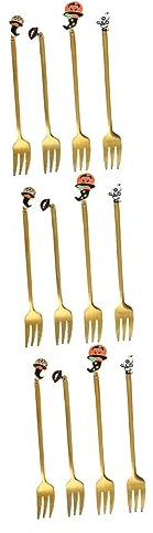 BESTonZON 12 Pièces Cuillère à Café En Acier Inoxydable Fourchettes à Gâteaux En or Fourchette à Dessert En Métal Fourchettes D'halloween Salade Cuillère à Nouilles En Alliage De Zinc