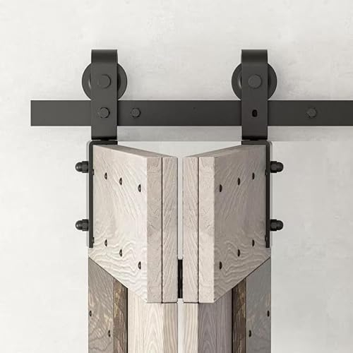HOCONNIE 4FT/122cm Bi-Folding Sliding Barn Door Hardware Scheunentor Spur Set Falten Door Kit Platz Sparen für 2 Türen