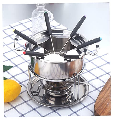 BESTonZON Schokoladenfondue-Set Aus Edelstahl Mit Schmelztiegel Gabeln Und Spritzschutz Für Fondue Käse Und Schokolade Praktisch Für Jede Gelegenheit