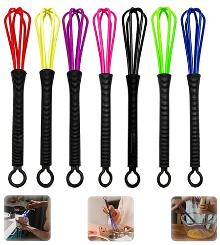 Schneebesen Set Mini Schneebesen 7 Stück Bunt Plastic Rührbesen Mini Schneebesen Klein Salon Friseur Schneebesen Friseur Haarfarbe Dye Creme Whisk Zum Mischen, Backen, Schneebesen, Schaumrühren