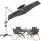 TRIUMPHKEY Sonnenschirm, Ampelschirm Rechteckig 270 * 270 cm, Doppel Top Gartenschirm, UV-Schutz 50+ Gartenschirm, Dickeres Gestell mit Handkurbel und Schutzhülle, 360° Drehbar, Grau