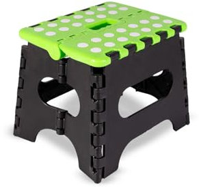 Generico Sgabelli per camerette bagno cucina giardino per bambini e adulti in PVC con maniglia portata fino 150 kg (Nero - Verde, 17 x 21 x 18), 2300024