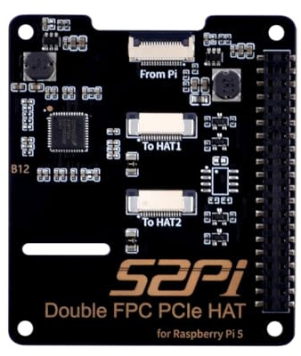 GeeekPi Dual FPC PCIe HAT for Raspberry Pi 5, B12 HAT 1 to 2 PCIe Interface with 40Pin GPIO Pin Header for Raspberry Pi 5