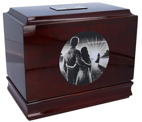 Urna conmemorativa para mamá, urna de cremación de la madre, urna de tributo para mamá, urna decorativa de madera, urna de recuerdo de la madre, contenedor de cenizas funerarias (diseño 5 / placa)