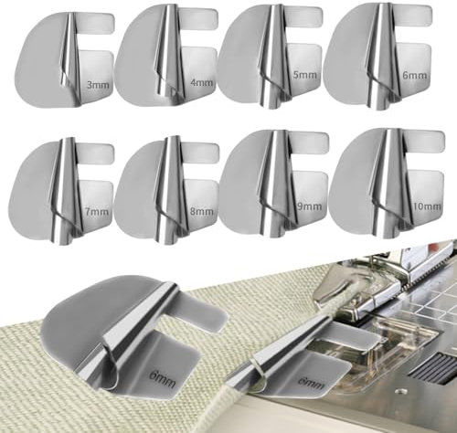 8 Stück Nähmaschinen Zubehör Rollsaumfuß, Nähfuß 8 Größen (3mm-10mm) für Rollsäumer, Edelstahl Rolled Saum Nähfuß, Nähen Rolled Saum Presser für Nähmaschine Säumen Nähzubehör