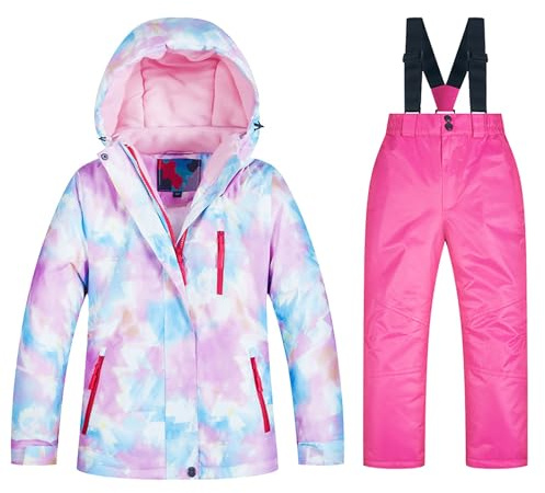 Generisch Giacca da sci da ragazza Tute Pantaloni Antivento Cappotti Invernali Ragazze Abbigliamento 86, d, 9-10 Anni