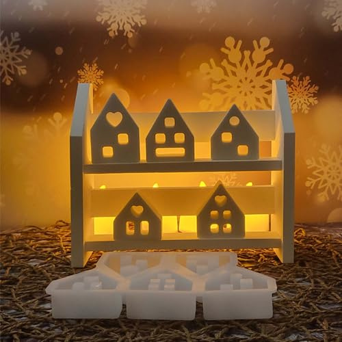 SVOCK Silikonformen Gießformen Häuser, 5Pcs Silikonform Haus Herz, Silikonform Mini Häuser, Gießformen für Beton Haus Gießformen Silikon Ostern, Gipsformen zum Gießen Häuser Gips Gießen Formen