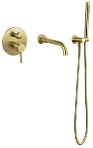 Shower head set, Bath Shower Mixer Tap Brushed Gold Single Lever Shower Mixer Tap 360 Degree Swivel Tap Shower Head and Hose Set for Bath Taps
