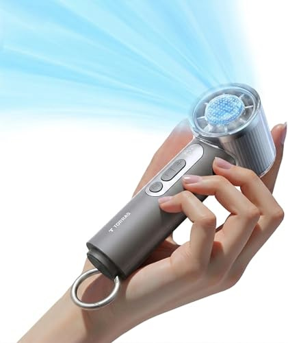 TORRAS COOLiFY iva Handheld Fan with Ice Cooler, [Chill by 50°F], 0-100 Adjustable Speed, Super Mini Powerful Portable Fan 4900mAh Rechargeable, Hand Fans for Travel Essentials,Gift for Father,Grey