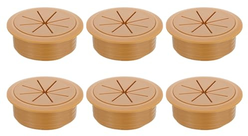 QUARKZMAN 6 stycken kabelgenomföring skrivbord, ABS plast kabelgenomföring passar 60 mm diameter, kabelhålsskydd kabelhantering för bord kontor skrivbord – brun