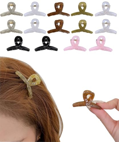 UCLEVER Mini Haarspangen, 14 Stück Haarklauenclip, Kunststoff Haarklaue, Rutschfestem Griff klein Jaw Clips für Mädchen und Frauen (mehrfarbig)