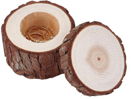 HOBBIESAY 1 boîte à Bagues en Bois Cérémonie de Mariage Étui de Rangement Bagues en Bois Porte Bijoux Boîte de Rangement pour la Saint Valentin Décoration Cérémonie Mariage Cadeau D'Anniversaire