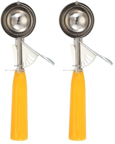 sourcing map 2 Pcs Cookie Scoops, Ice Cream Scoop with Trigger for Baking Cookie Dough Rice Pudding Kitchen Gadget, Yellow