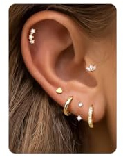 Dochais Lote 6 Pares Pendientes para Mujer - Aritos Mini Huggie Bañados Oro 14K Hipoaalergénicos, Clavos para Múltiples Piercings (Oro/Plata)