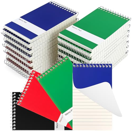 Kaxtde 100 Pack Mini Spiral Memo Pads Bulk, 12.5 x 7.5 cm Small Pocket Notebooks with 60 Sheets, Top Bound Shorthand Reporter Pads for Police Warehouse Office & School, 4 Colours