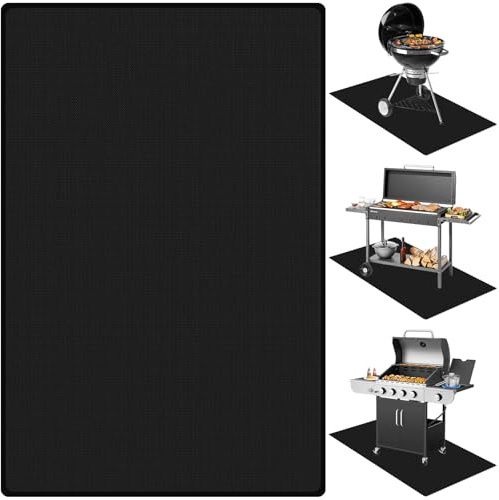 102x152cm Feuerfeste Unterlage, Silikon-Glasfaser Bodenschutzmatte, Faltbare Outdoor BBQ Matte,Grillmatte Bodenschutz, Grillteppich für Gasgrill Holzkohlegrill,Hitzeschutzmatte für Boden,Rasen,Camping