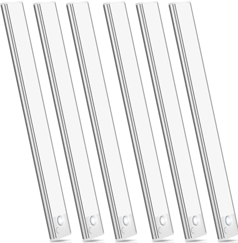 Warmweiß 30CM 6 Stück Unterbauleuchte Küche LED Schrankbeleuchtung Bewegungsmelder Lampe Akku Beleuchtung Licht Batterie Schrank Leuchte Slim Bright Schranklicht Lichtleiste Kabellos Leiste Aufladbar