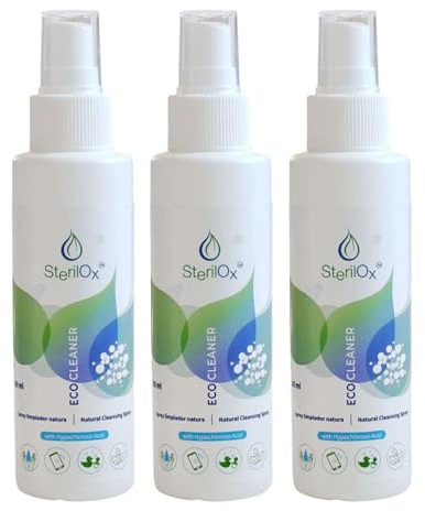 SterilOx Spray 3 x 100 ml – Pack Cosmético con Ácido Hipocloroso | Para Manos, Piel y Objetos Personales | Seguro para Niños y Mascotas – Sin Alcohol ni Perfume