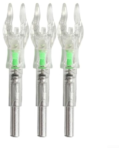 LED Lighted Arrow Nocks 4.2mm For Compound Recurve Bow Hunting Archery-Accessories 3 Pack Automatic Illumination Switch Brightness Long Life Red Blue (4.2 green)