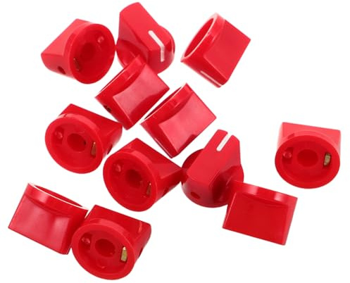 12 Potentiometerknöpfe Rundbohrung Kunststoff mit 6, 35mm Rote | E-gitarre und Bass, Präzise Einstellhilfe, Rundes Design, Leicht, Wide Compatibility