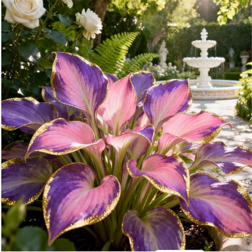 Rizoma Hosta Perenne/Hosta Rara/Resistente al frío/Apto para exterior/Hojas grandes/Decoración de jardín-4 Rizomas-B