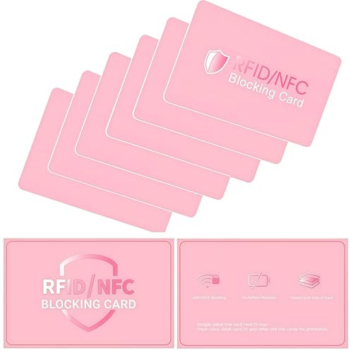 SDXCJY Confezione da 6 carte di blocco RFID NFC, ultra sottile, protezione per carte di debito e credito, blocco NFC senza contatto, protegge l'intera sicurezza del portafoglio, Rosa, confezione da 6