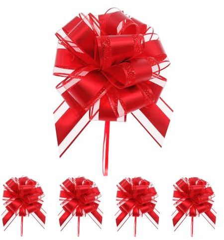 SYEYCW 5 Piezas Lazos Grandes de Regalo para Tirar, 18 cm de Diámetro, para Manualidades y Embalaje, Bolsa de Regalo, Decoración de Coche, para Boda, Fiesta, Cumpleaños, Navideños