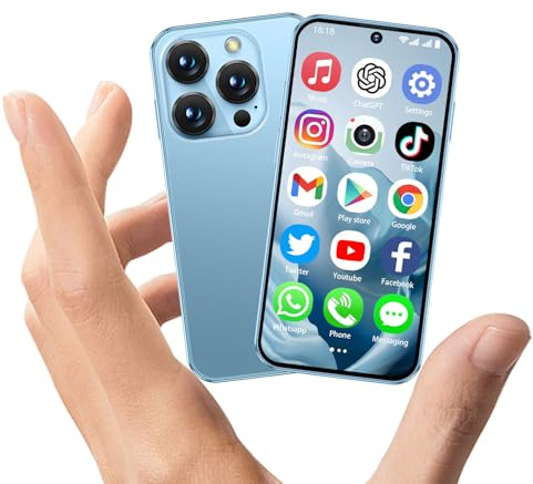 CoolBuBu Mini teléfono, mini smartphone para niños, cámara dual, identificación facial, GPS (azul-2)