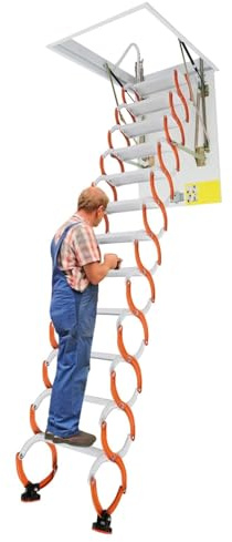 loft ladders 12 Steps Folding Attic Ladder,Wall Mounted Pull Down Loft Folding Stairs, Extension Loft Ladder with Armrests pull down(70 * 90cm)