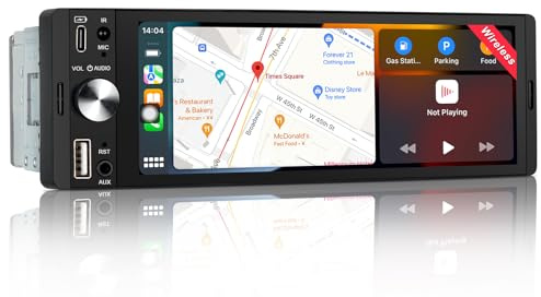 LEROAADZ 1 Din Autoradio mit Bildschirm Kompatibel mit Wireless CarPlay & Android Auto, 6,28 Zoll 1Din Car Radio with Carplay Display, Bluetooth, AM/FM RDS, USB/Typ-C, Aux-Eingang, Mirror Link