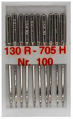 10 Standard Nähmaschinennadeln Flachkolben 130R/705H, Nr. 100